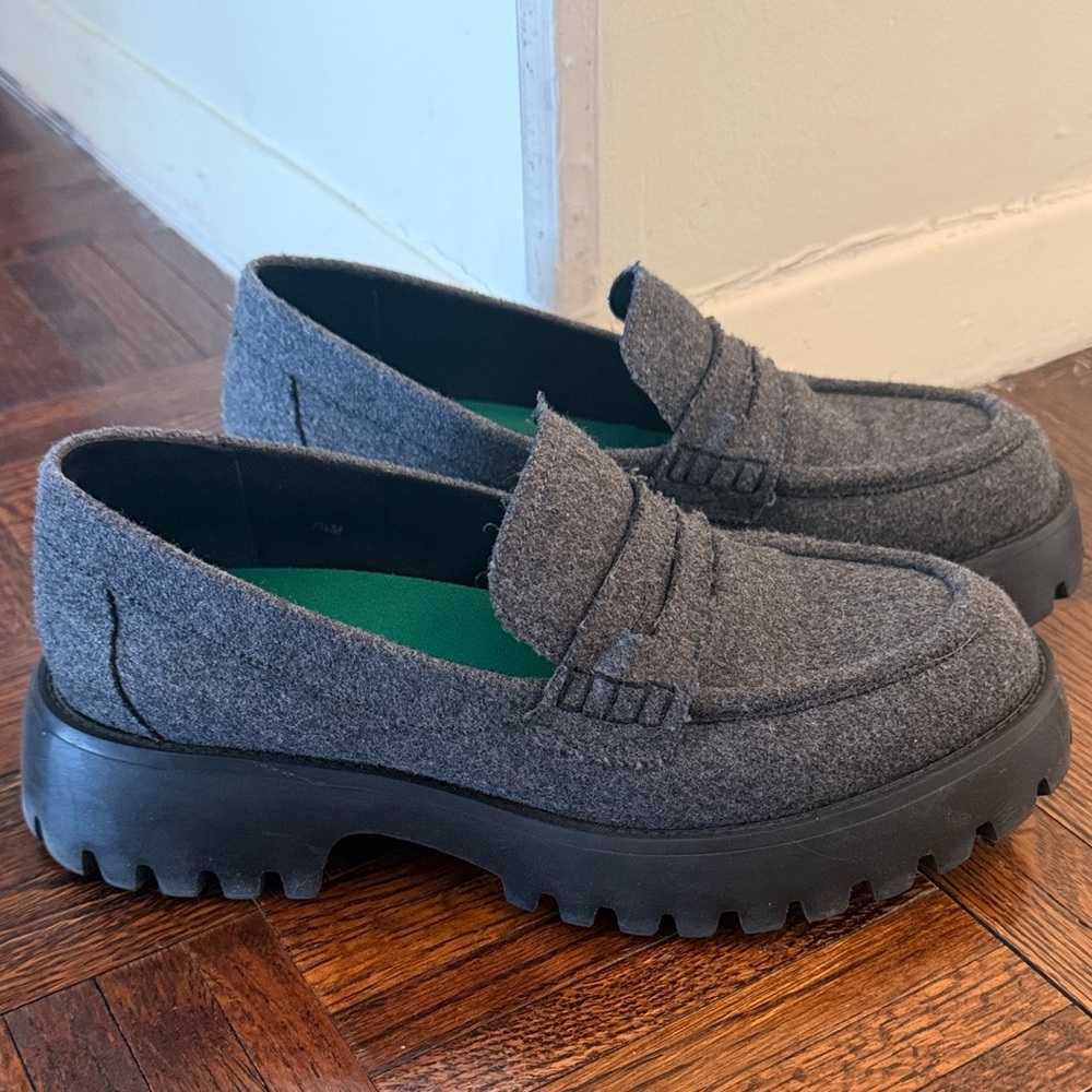 Gray Loafers with Chunky Black Sole Size 7.5 $190 VALUE